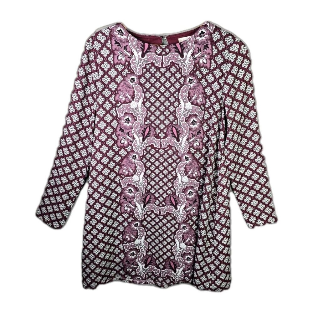 Altar'd State Dress Woments M Purple White Paisley Floral Shift Round Neck Lined